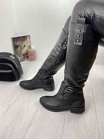 Nivelle Шкіряні чоботи жіночі демісезонні весна-осінь на низькому ходу чорні з натуральної шкір Коломыя