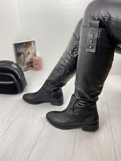 Nivelle Шкіряні чоботи жіночі демісезонні весна-осінь на низькому ходу чорні з натуральної шкір Коломыя - изображение 5