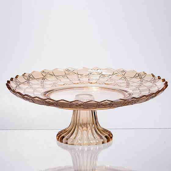 Фруктовниця скляна на ніжці Ø29 (см) кругла ваза цукерниця для фруктів Коричневий 64486-20 Коломия