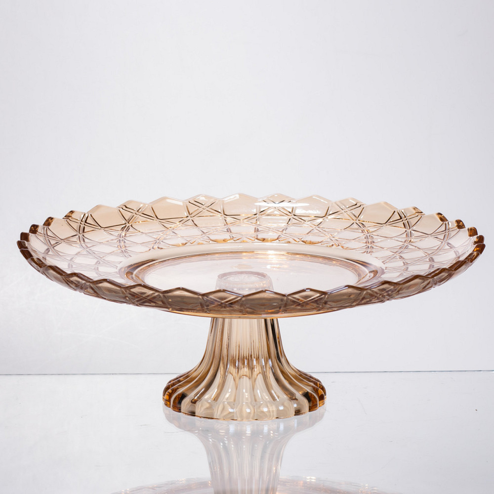 Фруктовниця скляна на ніжці Ø29 (см) кругла ваза цукерниця для фруктів Коричневий 64486-20 Коломия - фото 1