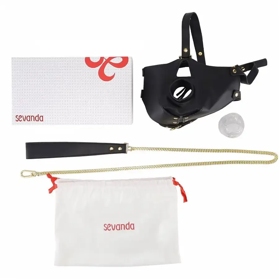 Маска-збруя для орального сексу з повідцем LOCKINK SEVANDA Blowjob Head Muzzle with Leash Львів - фото 7