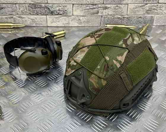Тактический комплект шлем Fast + кавер + наушники S6 Винница