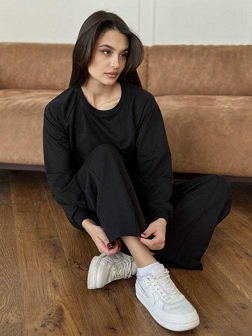 Жіночий спортивний костюм із широкими штанами Чорний XS/S Харків - фото 9