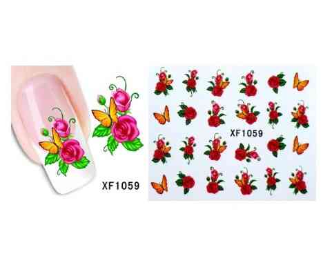 Наклейки для нігтів "Квіточки з метеликами" XF1059 Київ