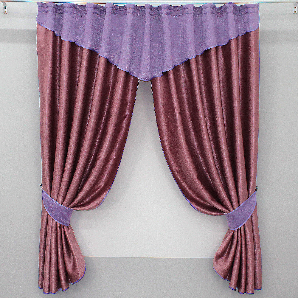 Шторки (270х170см) с ламбрекеном и подхватами цвет малиновый с фиолетовым 00к 59-232 Киев - изображение 1