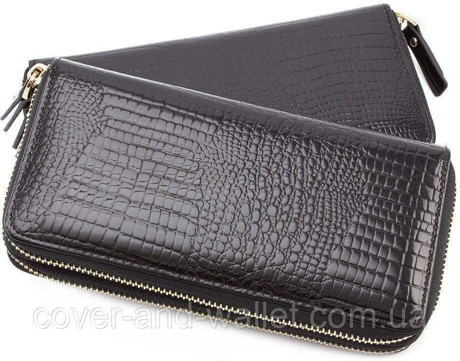 Черный лаковый женский кошелек на молнии из натуральной кожи ST S5001A Киев - изображение 3