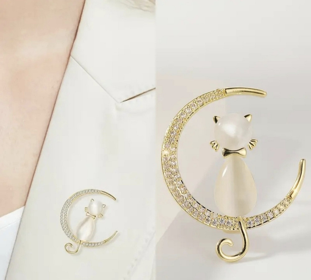 Брошка "Котик на місяці" Сміла - фото 1