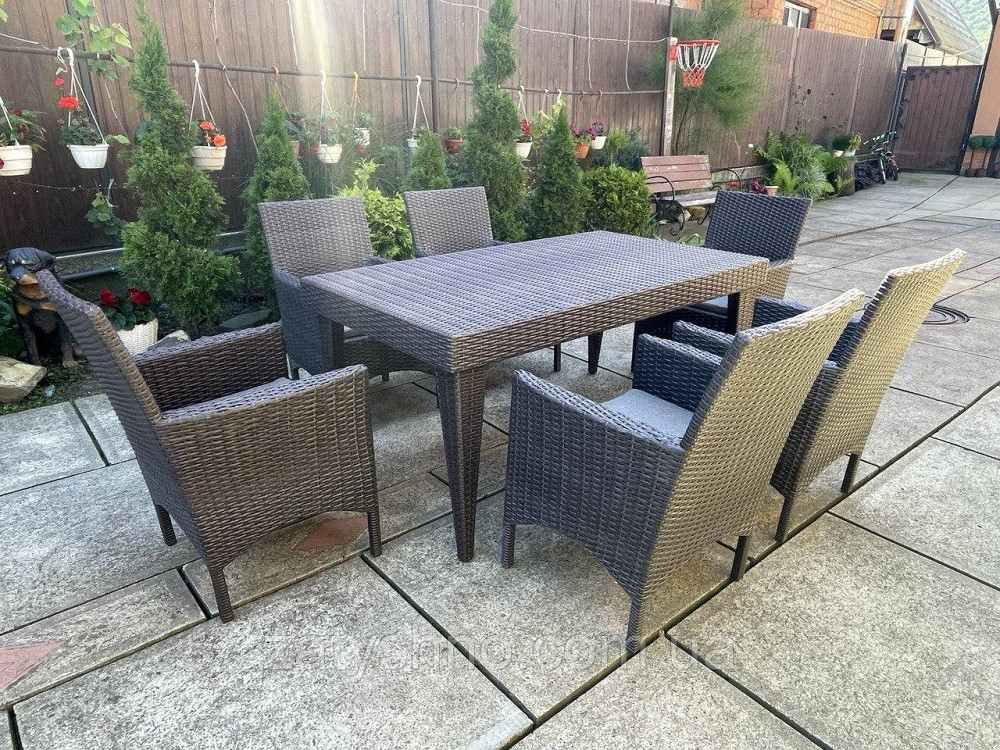 Набір ротангових вуличних меблів з 6 кріслами , колір антрацит Київ - фото 8