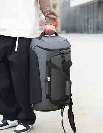 Сумка спортивная дорожная для тренировок или путешествий с плечевым ремнем,для спорта,57x26x30 см,серая Каменец-Подольский