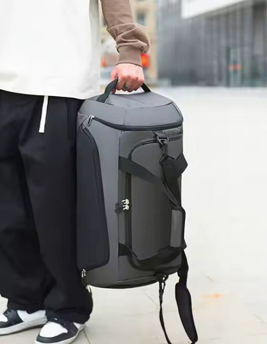 Сумка спортивная дорожная для тренировок или путешествий с плечевым ремнем,для спорта,57x26x30 см,серая Каменец-Подольский - изображение 5