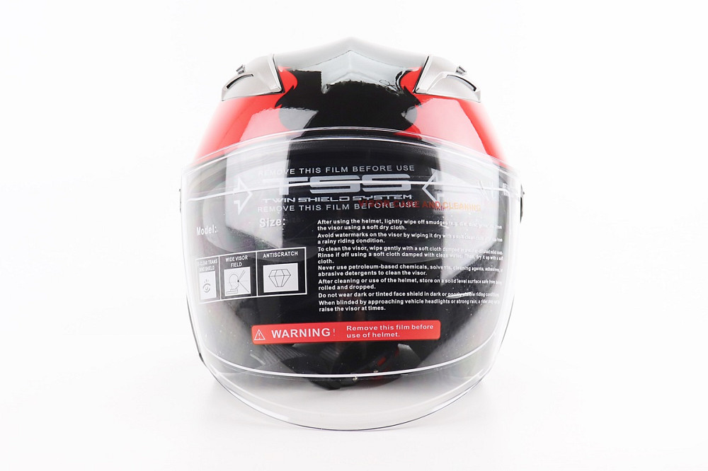 Шолом відкритий+відкидні окуляри BLD-708 S (55-56см), ЧОРНО-ЧЕРВОНИЙ "Raptor" Киев - изображение 4