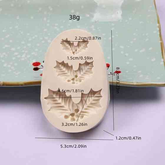 Молд кондитерский Рождественский листок силиконовый 82 на 53 мм серый Киев