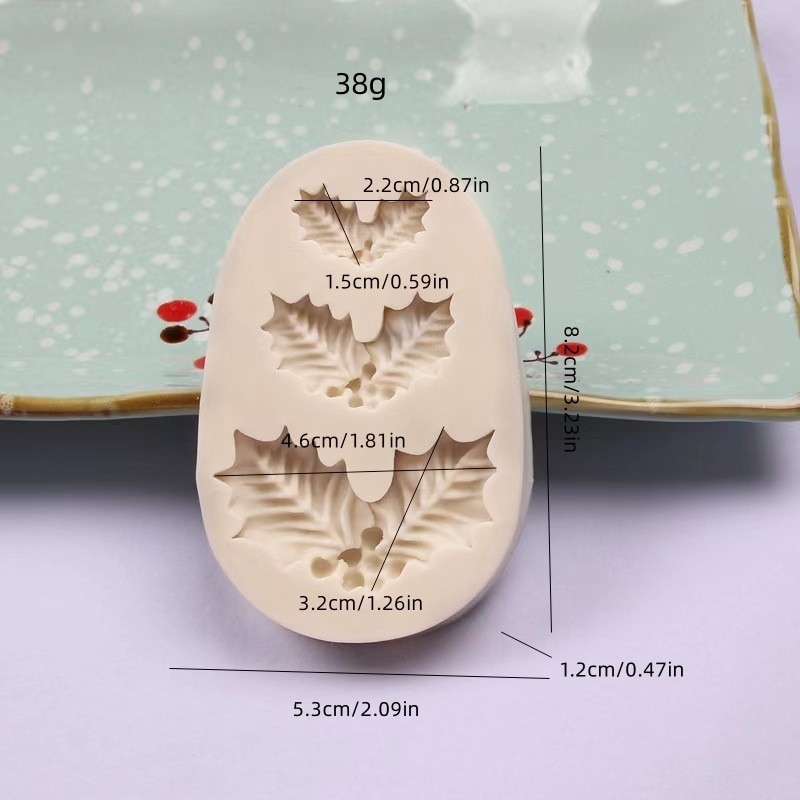 Молд кондитерский Рождественский листок силиконовый 82 на 53 мм серый Киев - изображение 2