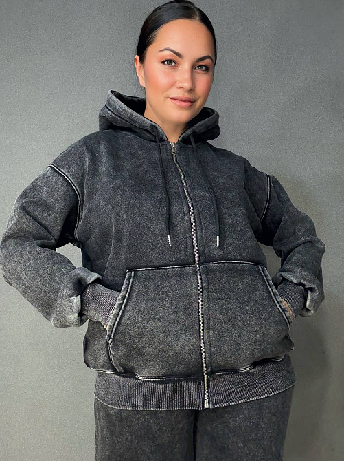 Костюм жіночий Joy One 2166-11 утеплений варений худі зі штанами палаццо чорний, чорний, M Київ - фото 14