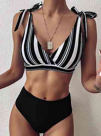 Жіночий роздільний купальник ліф на зав'язках Чорний S Харків