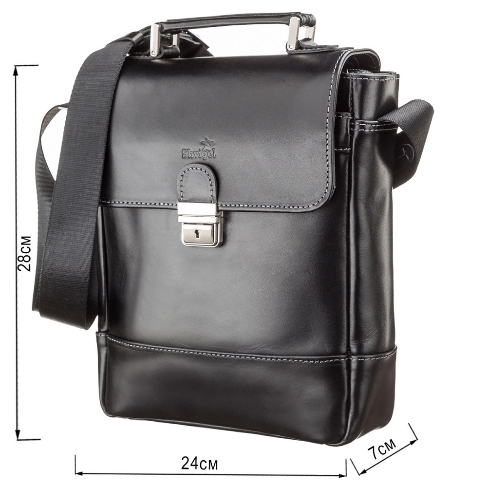 Сумка мужская SHVIGEL 11118 кожаная Черная Киев - изображение 3