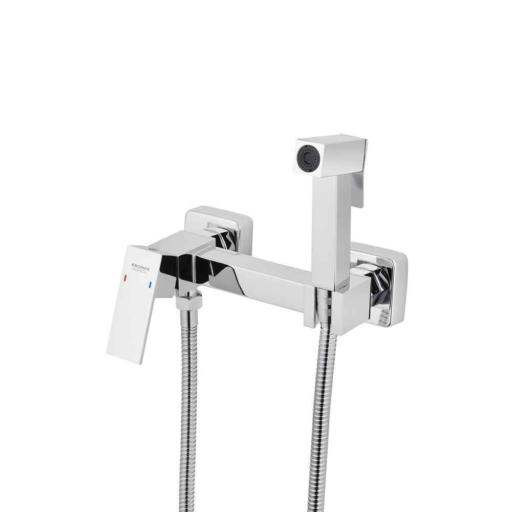 Смеситель с гигиеническим душем Kroner KRP Edelstahl Kubus - CHR052 Киев - изображение 4