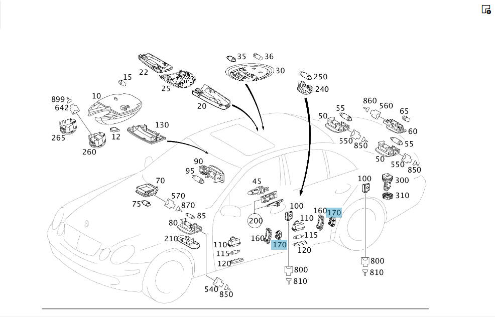 Mercedes-Benz  A2118250510 Розсіювач плафона дверної картки E-class S211 E-class W211 Одесса - изображение 5