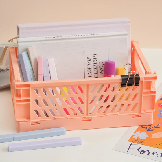 Кошик із пластику з ручками, контейнер для зберігання дрібниць, 25.5×15×9.7см, помаранчевий Кам'янець-Подільський