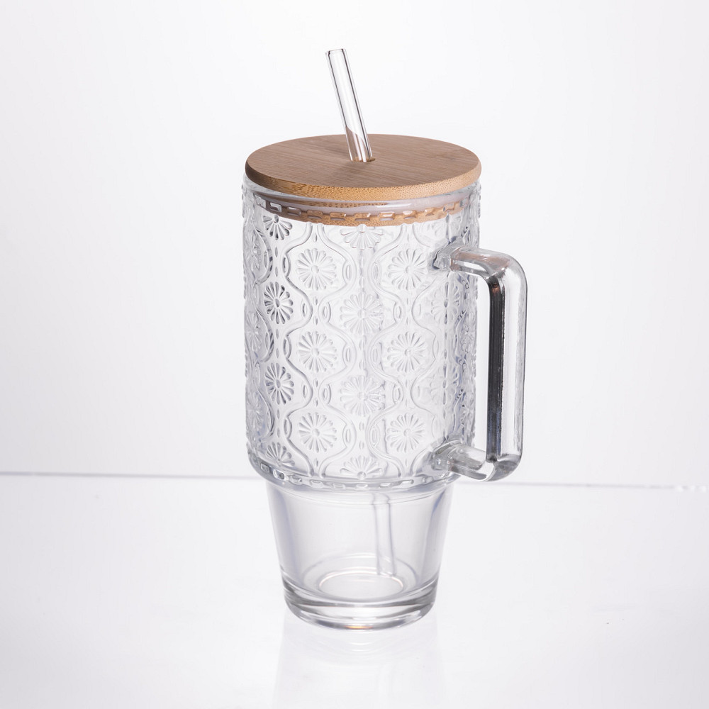 Стеклянная кружка с крышкой и трубочкой 750 мл Киев - изображение 2