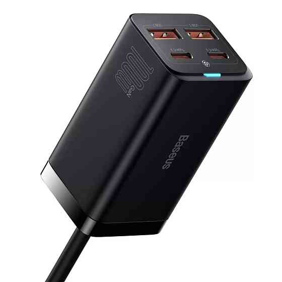 Мережевий зарядний пристрій Baseus GaN3 Pro Desktop Powerstrip AC+2U+2C 100W EU Black (With Mini White Cable Type-C to Type-C 100W(20V/5A) 1m Black） Киев