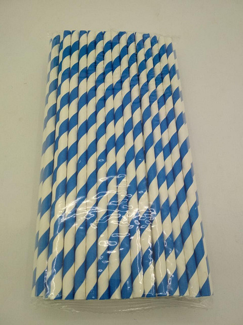 Соломка паперова трубочка уп/100штук Синя Харків - фото 3