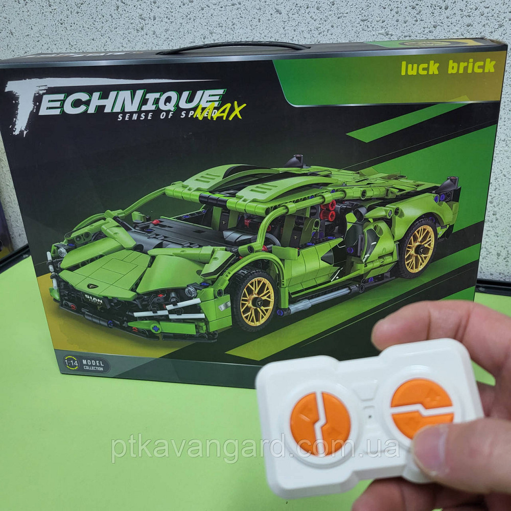 Конструктор на радиоуправлении машинка Ламборгини Сиан 1280 деталей с пультом зеленая J 2002 M Хмельницкий - изображение 2