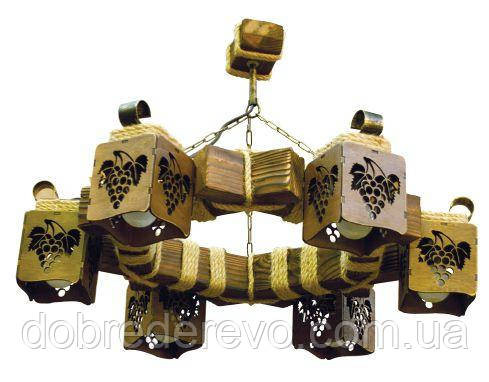 Люстра дерев'яна плафон Світильник 6 еліт підвісна Вижниця - фото 1