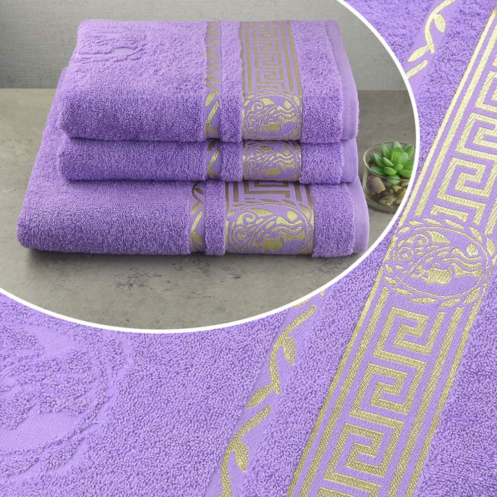 Подарочный набор полотенец 3шт GM Textile 50х90см, 50х90см, 70х140см Caesar 450г/м2 (Лавандовый) Сумы - изображение 1