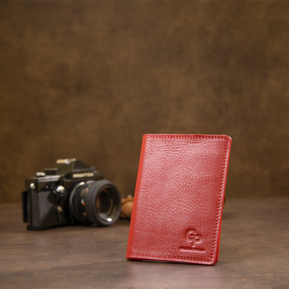 Красива шкіряна обкладинка на паспорт Червоний (GRANDE PELLE) Київ - фото 3