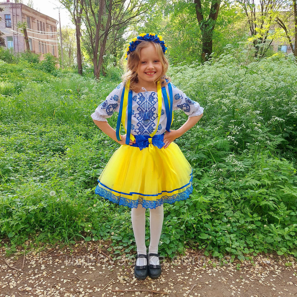 Костюм вишиванка синьо-жовтий для дівчинки 