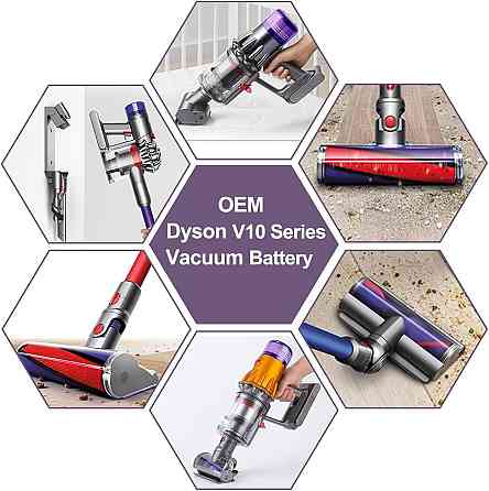 Акумулятор для пилососу Dyson V10 6000 мАг 25.2 V, змінна батарея для V10 Absolute, Animal, Motorhead, Fluffy, Total Clean (SV12) Київ