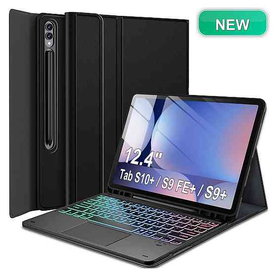 Чохол-клавіатура фоліо Nanhent QWERTY для Samsung Galaxy Tab S10 S9 S9 FE 12.4 Bluetooth трекпад RGB 7 кольорів USB-C ABS Київ