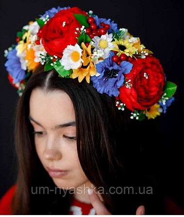 Ободок обруч з квітами "Піони великий український" Кривий Ріг - фото 1