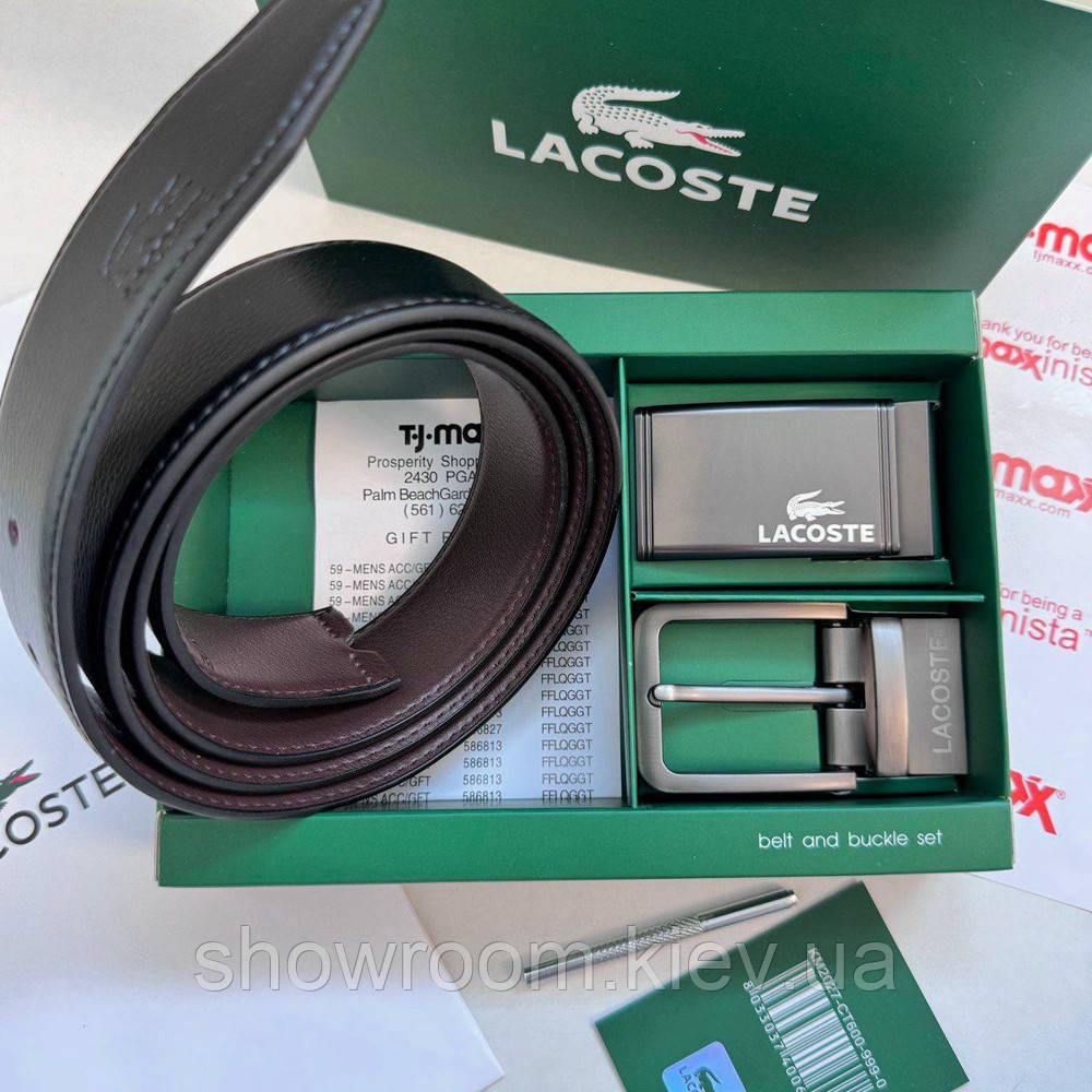 Чоловічий набір, ремінь із двома пряжками Lacoste (988) Київ - фото 7