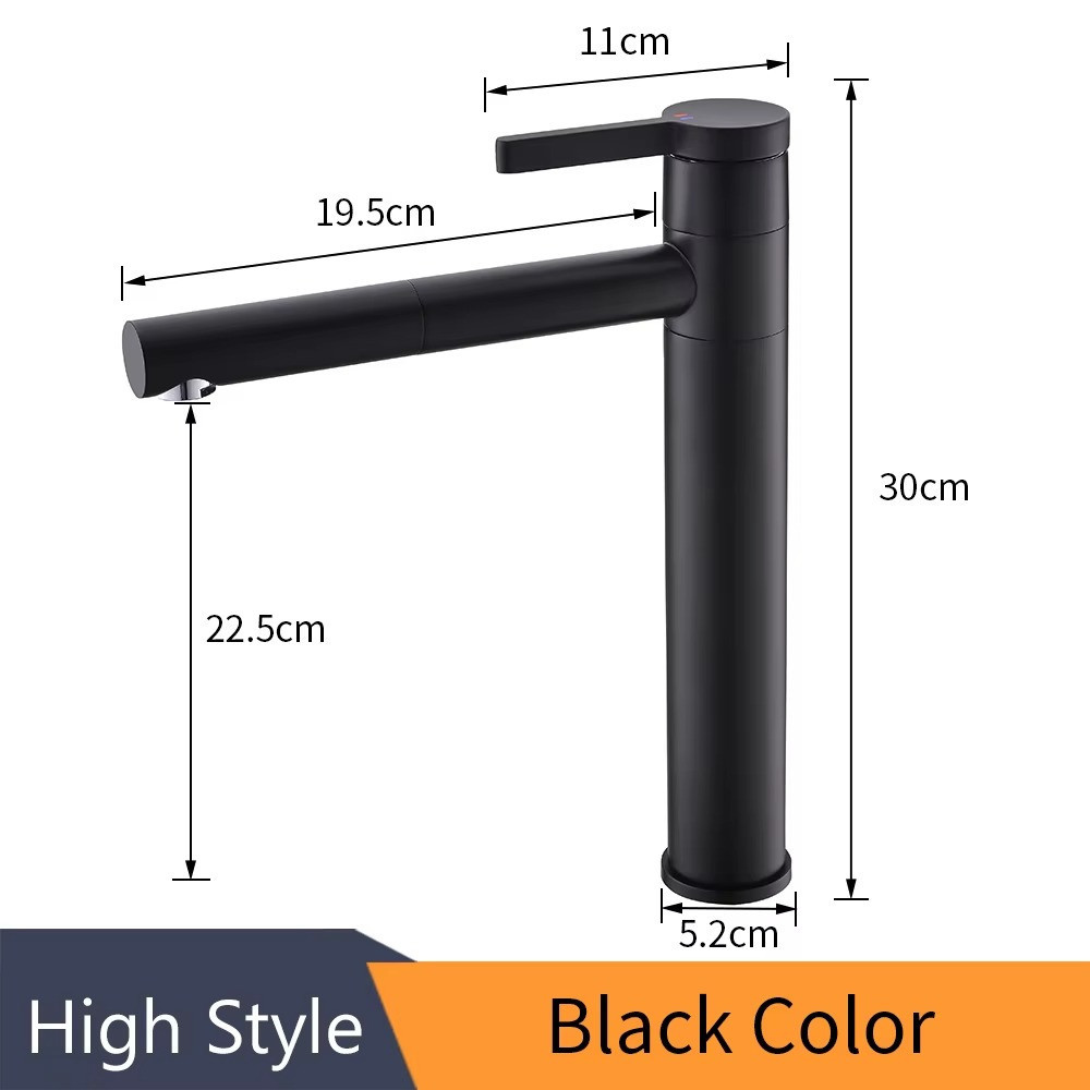 Змішувач для раковини, умивальника одноважільний з латуні, чорного кольору Кам'янець-Подільський - фото 6