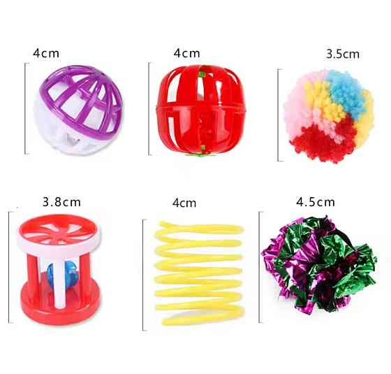 Набор для котов разными игрушками и тройным тунелем 22 шт разноцветный Киев