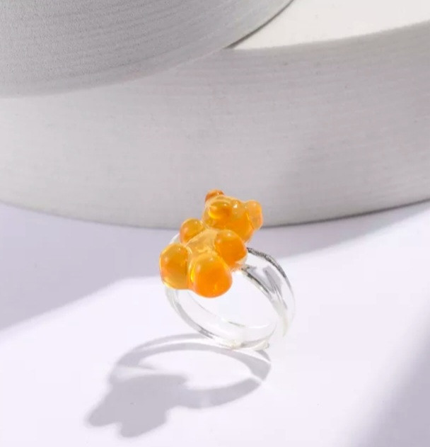 Кольцо с мишкой оранжевое - окружность 4,5см (не регулируется), пластик Киев - изображение 1