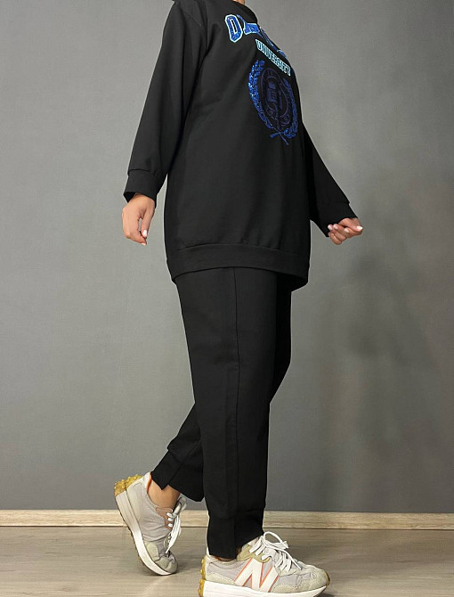 Костюм женский LSK 6011-5539 свитшот с вышивкой Oxford и джогерами черный, черный, L Киев - изображение 17