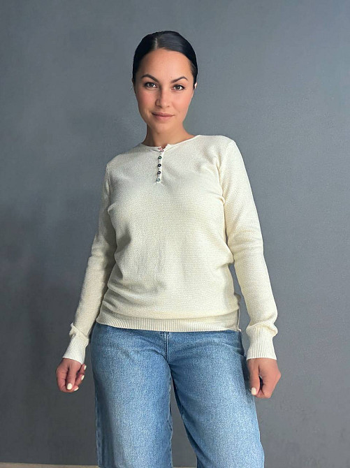Свитер женский A-N 02493 букле с пуговицами тонкий и теплый базовый, молочний, one size Киев - изображение 19