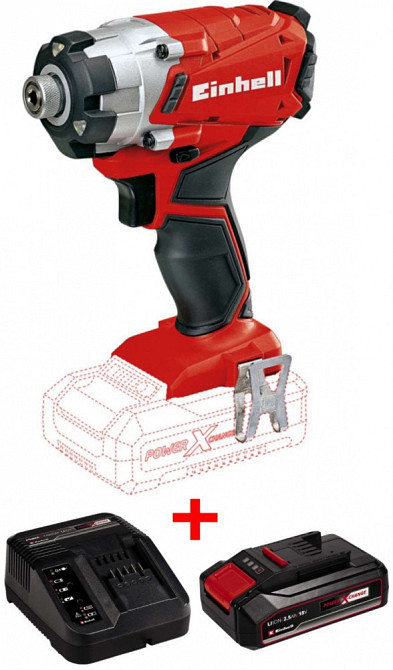 Набор ударная отвертка Einhell TE-CI 18 Li Solo + зарядное устройство и аккумулятор 18V 2,5 Ah Киев - изображение 1