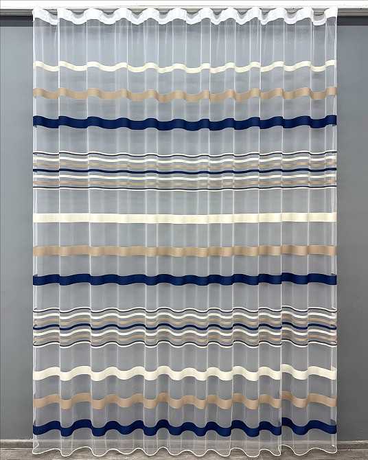 Тюль VR-Textil 1769т Фатин смуги Синій з бежевим і молочним 600х250 см (42-0834) Київ - фото 2