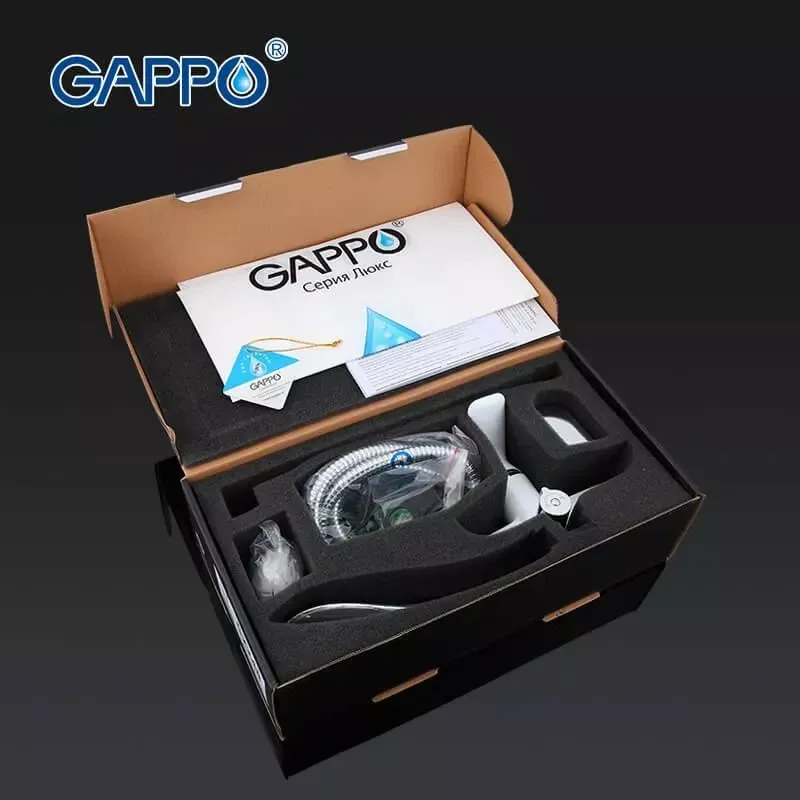 Змішувач для ванни з душовим гарнітуром GAPPO G48 G2248 білий/хром Київ - фото 9