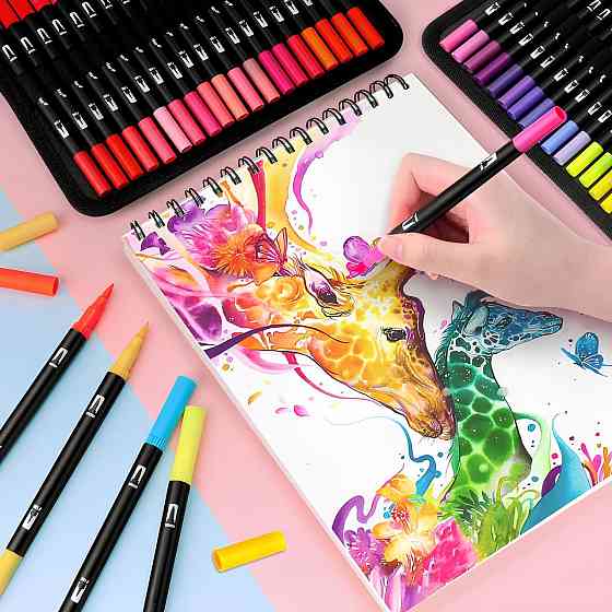 Набор акварельных маркеров 100шт в пенале, Color pencil / Детский набор для рисования / Двухсторонние маркеры Киев