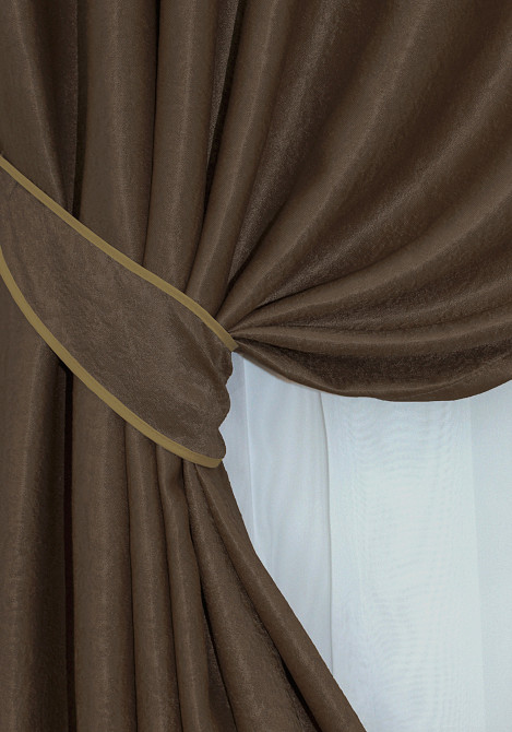 Комплект готових штор VR-Textil Софт № 094ш Темно-коричневий 150х270 см 2шт (30-016) Київ - фото 3