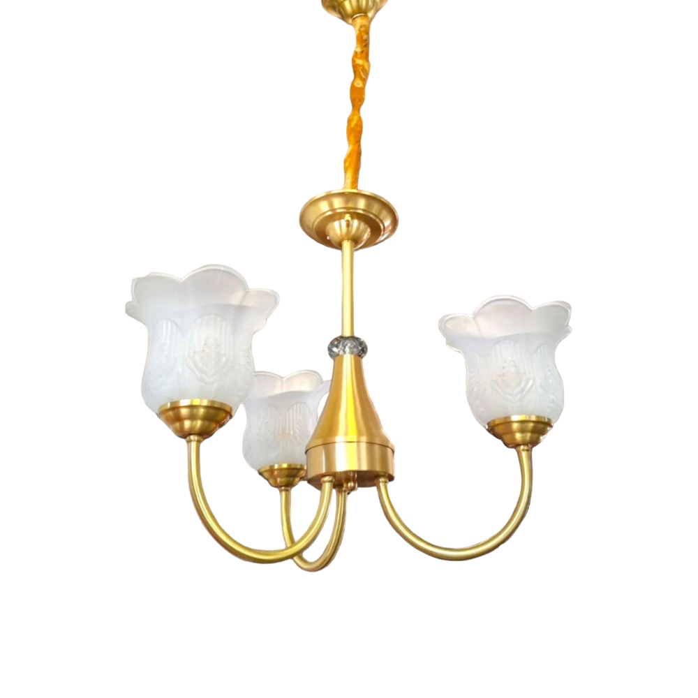 Світлодіодна люстра Тюльпанчик 6336 (Золота) 3 плафони Вінниця - фото 1