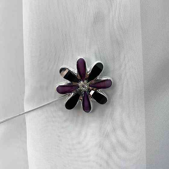 Магніти для штор та гардин "Квітка" набір 2 шт Чорний з фіолетовим (81-250) Київ