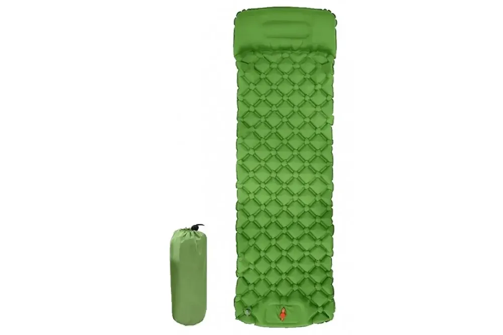 Коврик надувной туристический с подушкой матрас 190x60x5см зеленый с чехлом Коломыя - изображение 2