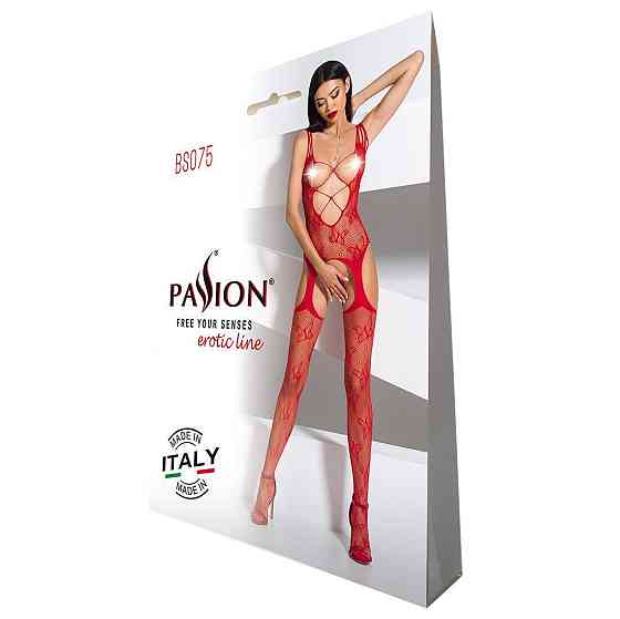 Откровенный бодистокинг с глубоким декольте Passion BS075 red Sex Aura Киев