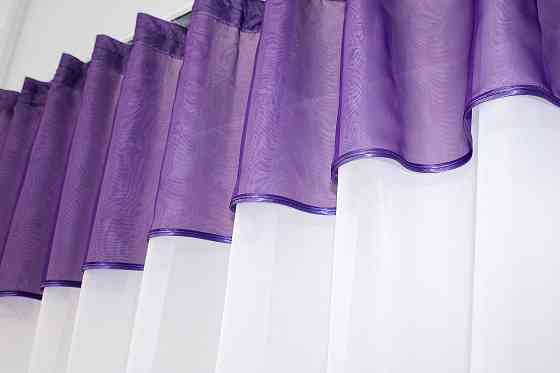 Кухонная занавеска VR-Textil № 047к фиолетовый с белым 280х170 см (50-086) Киев